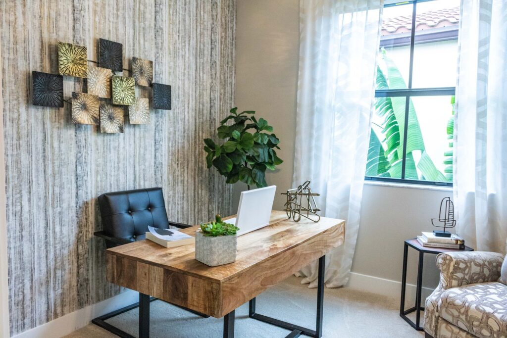 Brown Wooden Table in a home office